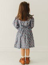 Load image into Gallery viewer, Long Sleeves Pale Blue Hand Block Printed Girl's Dress
