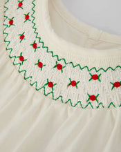 Load image into Gallery viewer, Christmas Girl&#39;s Romper: Delicate Embroidery with Red Bow Details-Ships 10/20
