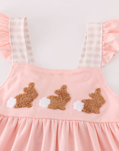 Pink easter bunny french knot girl dress