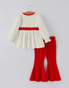 Christmas Toddler Girls Reindeer
Applique Long Sleeve Top and Flared
Pants Set