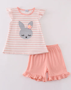 Pink easter bunny sequin girl set