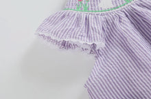 Load image into Gallery viewer, Light Purple Seersucker Easter Bunny
Smocked Bishop Dress
