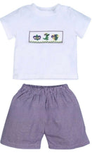 Load image into Gallery viewer, Mardi Gras Hand Smocked Short Set - Image #1
