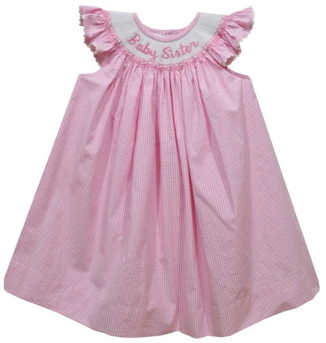 Baby Sister Smocked Pink Check
Seersucker Angel Wing Bishop - Image #1