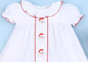 Santa Claus Little Girl Smocked Dress - Image #2