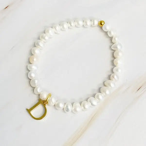 Freshwater Pearl Initial Charm Bracelet - Image #9