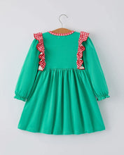 Load image into Gallery viewer, Christmas Cute Santa Applique Red Plaid Bow Girls Dress-Ships 10/20
