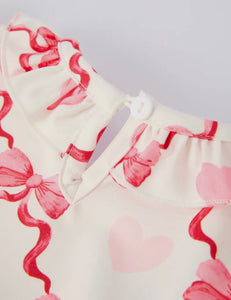 Preorder(10/19)Girls Valentine Romper with Heart Embroidery and Bowknot Design-Ships by 11/20