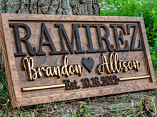 Load image into Gallery viewer, Bridal Shower Gift | Personalized Wedding Gift Last Name Established Sign | Anniversary Gift | Engagement Gifts | Valentines Day Gift | Wood Wedding Sign | Name Heart Sign | Couples Gift
