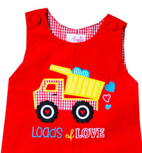 Load image into Gallery viewer, Boys Valentines Loads of Love Dump Truck One Piece Longall
