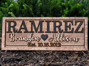 Bridal Shower Gift | Personalized Wedding Gift Last Name Established Sign | Anniversary Gift | Engagement Gifts | Valentines Day Gift | Wood Wedding Sign | Name Heart Sign | Couples Gift