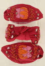 Load image into Gallery viewer, Fall Theme Pumpkin Jeweled
Knotted Headband
