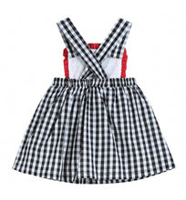 Load image into Gallery viewer, Black Gingham Barn Scene Applique Jumper Dress
