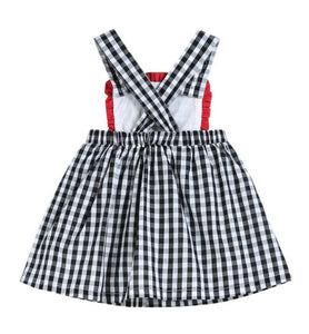 Black Gingham Barn Scene Applique Jumper Dress