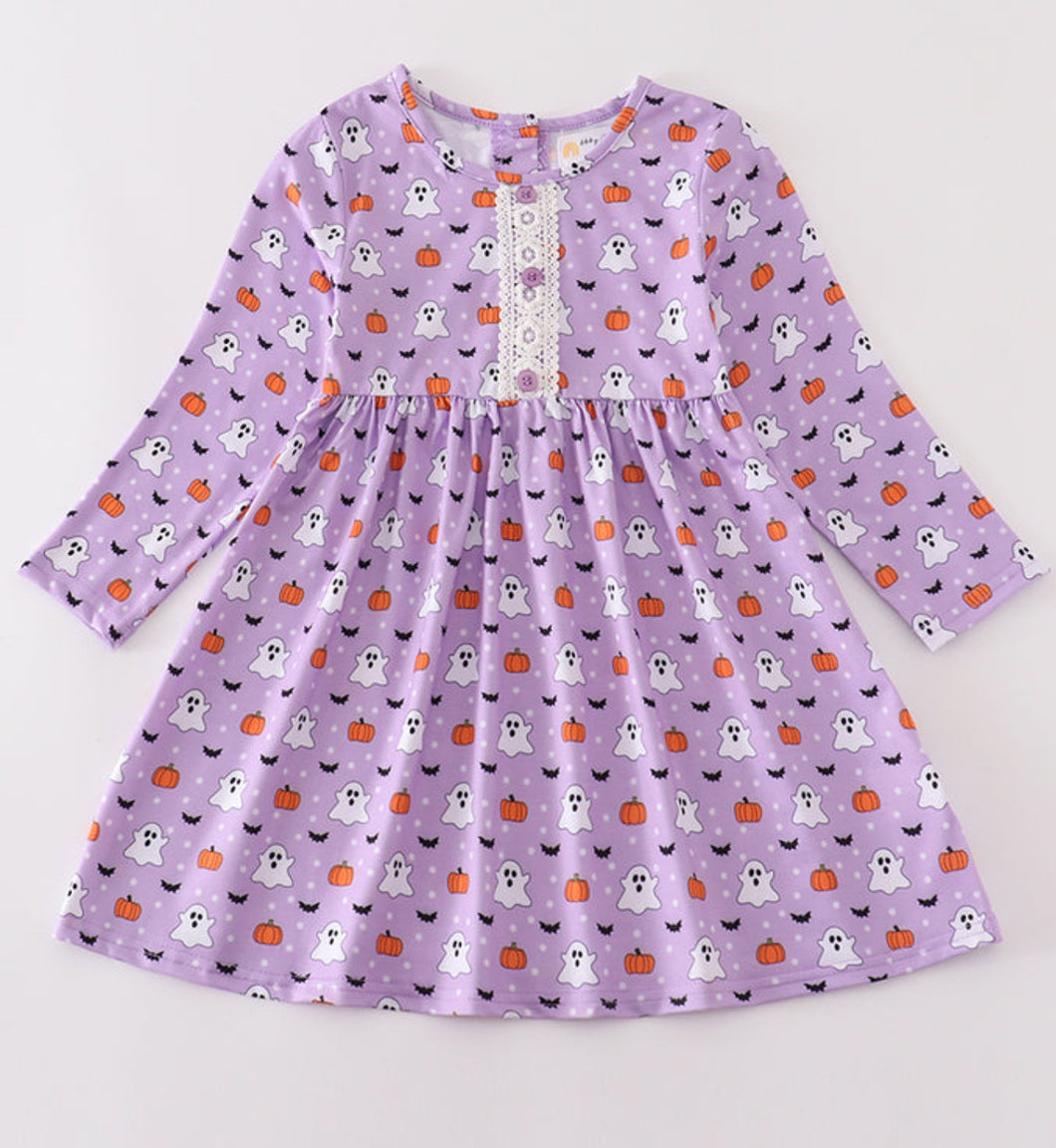 Purple halloween print dress