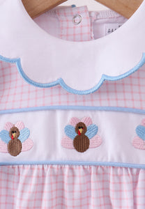 Premium turkey embroidery gingham bubble
