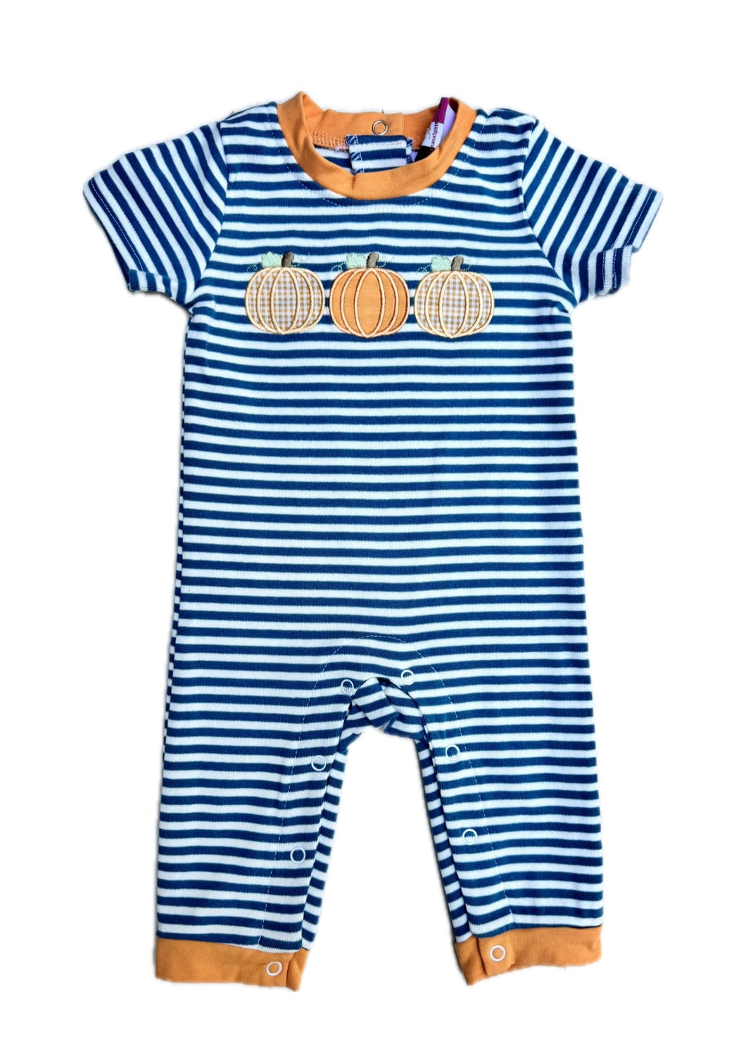 Striped Pumpkin Applique Romper