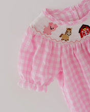 Load image into Gallery viewer, Farm Pink Smocking Embroidered
Girls Romper
