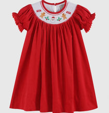 Load image into Gallery viewer, Red Corduroy
Christmas Smocked Bishop Dress
