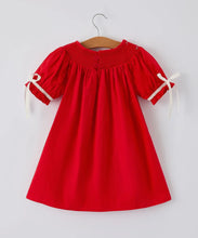 Load image into Gallery viewer, Christmas Gingerbread Embroidery Red Baby Dress with Bow-Ships 10/15
