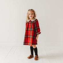 Load image into Gallery viewer, Red Plaid Girl&#39;s Christmas Dress Embroidery
