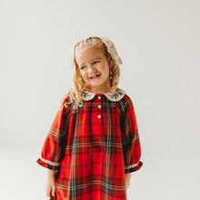Load image into Gallery viewer, Red Plaid Girl&#39;s Christmas Dress Embroidery
