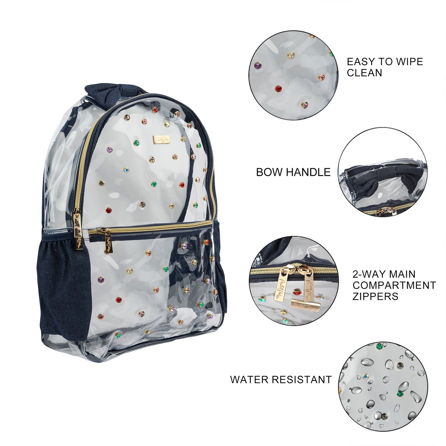Denim and Gems Clear Backpack