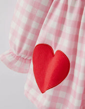 Load image into Gallery viewer, Girls Valentine&#39;s Day Heart Applique
Plaid Outfits Set-Ships 11/20

