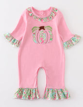 Load image into Gallery viewer, Pink pumpkin applique girl romper
