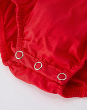 Load image into Gallery viewer, Christmas Gingerbread Embroidery Red Baby Girls Romper with Bow-Ships by 10/15
