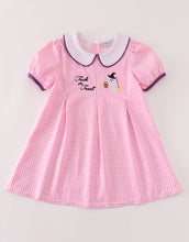 Load image into Gallery viewer, Pink plaid halloween embroidery dress
