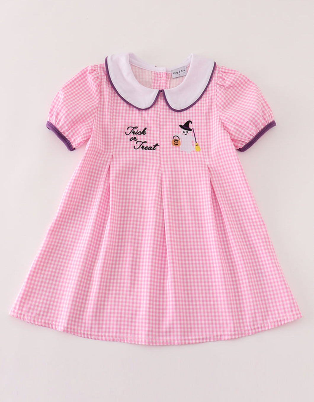 Pink plaid halloween embroidery dress