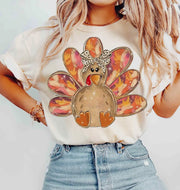Colorful Gold Glitter Turkey Thanksgiving Shirt