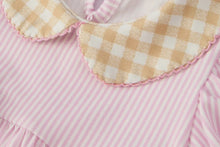 Load image into Gallery viewer, Farm Horse Bow Baby Girls Romper - Pink Stripes-Ships 11/20
