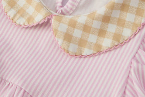 Farm Horse Bow Baby Girls Romper - Pink Stripes-Ships 11/20