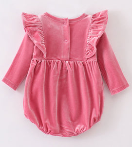 Premium Pink velvet ruffle bubble