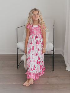 Bright Pink Tree Lounge Gown