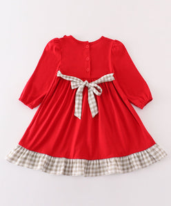 Maroon cotton french knot girl dress