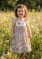 Floral Smocked I Love Mom Dress
