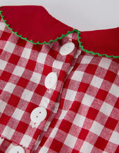 Load image into Gallery viewer, Baby Girls Christmas Outfit - Red Plaid Romper with Tree Bow Accents
