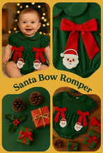 Load image into Gallery viewer, Baby Girls Holiday Outfit - Santa Bow Green Christmas Romper-Ships 11/10
