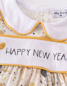 Mustard happy new year embroidery girl bubble