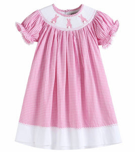 Pink Gingham Pom Pom Easter Bunny
Smocked Bishop Dress