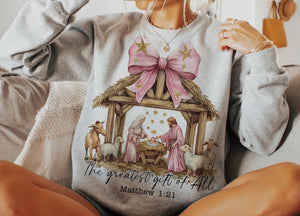 Greatest Gift of All Shirt, Bow Nativity Coquette