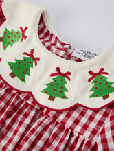 Load image into Gallery viewer, Christmas Embroidered Christmas Tree Plaid Girls Dress-Ships 10/1
