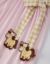 Load image into Gallery viewer, Farm Horse Bow Girls Dress -
Pink Stripes-Ships 11/20
