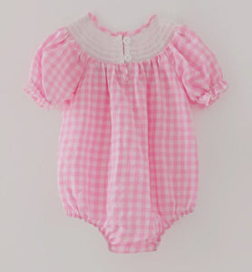 Farm Pink Smocking Embroidered
Girls Romper