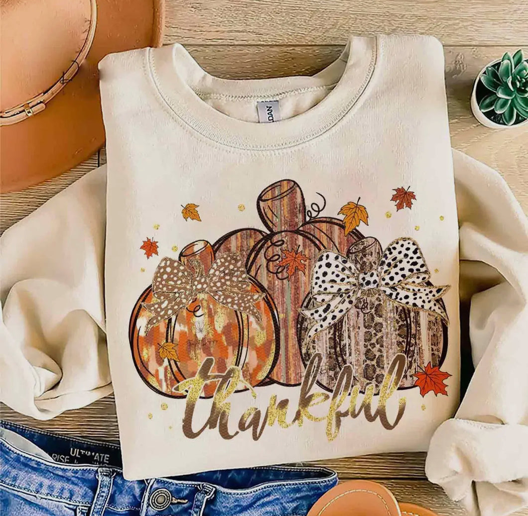 Thankful Gold Glitter Shirt,  Thanksgiving Pumpkin