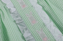 Load image into Gallery viewer, Green Seersucker Easter Bunny
Ruffle Dress
