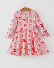 Load image into Gallery viewer, Toddler Girls Valentine Bow Print Long Sleeves Dress-Ships 11/20
